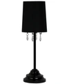 ALL THE RAGES SIMPLE DESIGNS TABLE LAMP WITH FABRIC SHADE AND HANGING ACRYLIC BEADS