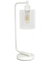 All The Rages Simple Designs Bronson Antique Style Industrial Iron Lantern Desk Lamp With Glass Shade In White