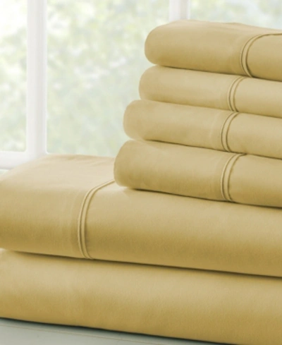 Ienjoy Home Solids In Style By The Home Collection 6 Piece Bed Sheet Set, Full In Gold