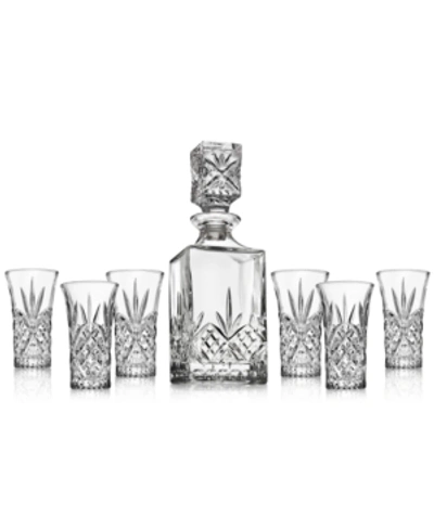 GODINGER DUBLIN CRYSTAL 7 PIECE SPIRITS DECANTER & SHOT GLASS SET