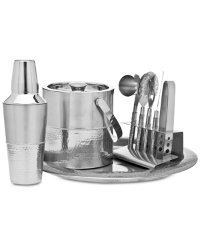 Godinger 9-piece Hammered Shiny Bar Tool Set In Silver