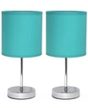 All The Rages Simple Designs Chrome Mini Basic Table Lamp With Fabric Shade 2 Pack Set In Blue