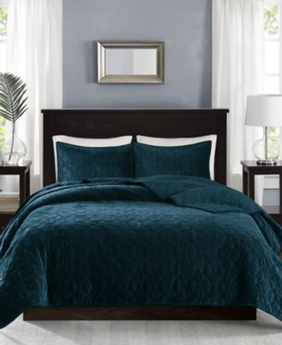 Madison Park Harper Quilted Velvet 3-pc. Quilt Set, King/california King In Teal