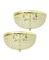 All The Rages Elegant Designs 2 Light Elipse Crystal Flush Mount Ceiling Light 2 Pack In Gold