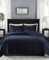 Madison Park Harper Quilted Velvet 3-pc. Quilt Set, Full/queen In Navy