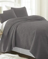 Ienjoy Home Ultra Soft Damask Pattern Quilted Coverlet Set, King In Gray
