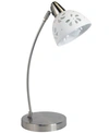 ALL THE RAGES SIMPLE DESIGNS BRUSHED NICKEL DESK LAMP WITH WHITE PORCELAIN FLOWER SHADE