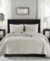 Madison Park Harper Quilted Velvet 3-pc. Quilt Set, Full/queen In Ivory
