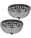 ALL THE RAGES ELEGANT DESIGNS 2 LIGHT ELIPSE CRYSTAL FLUSH MOUNT CEILING LIGHT 2 PACK