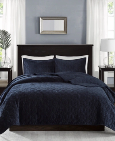 Madison Park Harper Quilted Velvet 3-pc. Quilt Set, King/california King In Navy