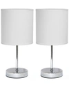 ALL THE RAGES SIMPLE DESIGNS CHROME MINI BASIC TABLE LAMP WITH FABRIC SHADE 2 PACK SET