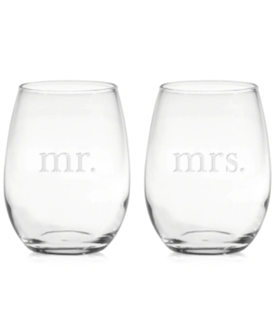 Culver Mr. & Mrs. Stemless Wine Glasses, Set Of 2 In Mr-mrs