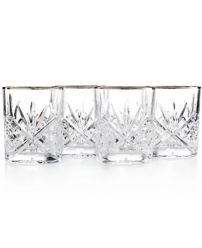 Godinger Dublin Platinum Double Old Fashioned Glasses, Set Of 4 In Transparent