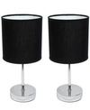 All The Rages Simple Designs Chrome Mini Basic Table Lamp With Fabric Shade 2 Pack Set In Black