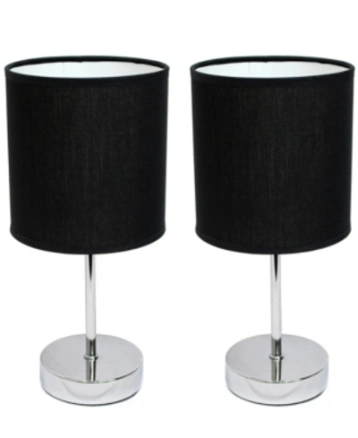 All The Rages Simple Designs Chrome Mini Basic Table Lamp With Fabric Shade 2 Pack Set In Black