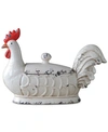 3R STUDIO DECORATIVE STONEWARE ROOSTER CONTAINER WITH LID AND DISTRESSED FINISH, MULTICOLOR