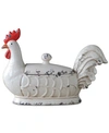 3r Studio Decorative Stoneware Rooster Container With Lid And Distressed Finish, Multicolor In White