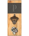 CATHY'S CONCEPTS PERSONALIZED SLATE & ACACIA WALL MOUNT BOTTLE OPENER WITH MAGNETIC CAP CATCHER