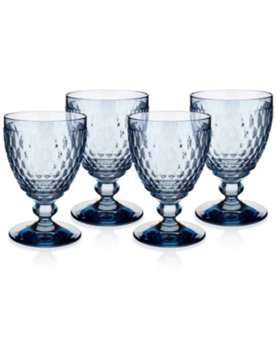 Villeroy & Boch 14 oz Boston Crystal Goblet, Set Of 4 In Blue