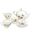 LENOX BUTTERFLY MEADOW 7-PIECE TEA SET, SERVICE FOR TWO