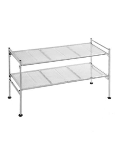Seville Classics 2 Tier Iron Mesh Utility Shoe Rack In Silver