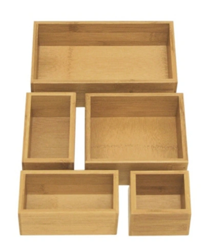 Seville Classics Bamboo Storage Box Drawer Organizer 5 Piece Set In Natural