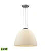 Elk Lighting Merida 1 Light Pendant In Polished Chrome With White Linen Glass In Chrome