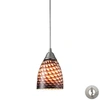 ELK LIGHTING ARCO BALENO 1 LIGHT PENDANT IN SATIN NICKEL AND COCOA GLASS - INCLUDES ADAPTER KIT