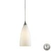 Elk Lighting Vesta 1 Light Pendant In Satin Nickel And White Glass - Includes Adapter Kit In Silver