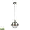 Elk Lighting Riley 1 Light Pendant In Satin Nickel With Clear Glass In Silver