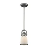 Elk Lighting Brooksdale 1 Light Pendant In Weathered Zinc With White Glass In Silver