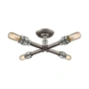Elk Lighting Cast Iron Pipe 4 Light Semi Flush In Weathered Zinc In Multi