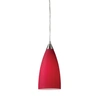 Elk Lighting 1 Light Pendant In Satin Nickel With Cardinal Red Glass In Silver