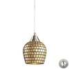 Elk Lighting Fusion 1 Light Pendant In Satin Nickel And Gold Leaf Glass - Includes Adapter Kit In Silver