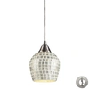 Elk Lighting Fusion 1 Light Pendant In Satin Nickel And Silver Glass - Includes Adapter Kit In Silver