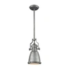 Elk Lighting Chadwick 1 Light Pendant In Weathered Zinc With Frosted Glass Diffuser In Silver