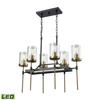 Elk Lighting North Haven 6 Light Chandelier In Oil Rubbed Bronze With Satin Brass Accents And Clear Glass In Brass