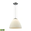 Elk Lighting Merida 1 Light Pendant In Polished Chrome With White Linen Glass In Chrome