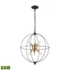 Elk Lighting Loftin 6 Light Chandelier In Oil Rubbed Bronze With Satin Brass Accents In Brass