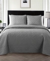 Vcny Home Caroline Embossed 3-piece King Quilt Set In Grey