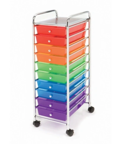 Seville Classics 10 Drawer Organizer Cart In Open Misce