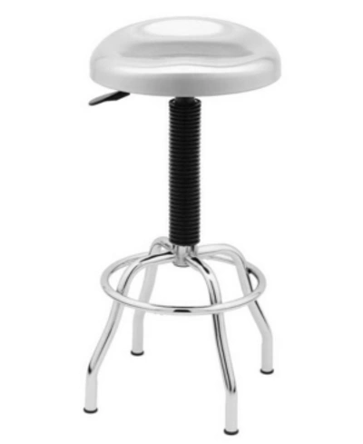 Seville Classics Contoured Steel Metal Work Stool In Silver