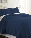 Ienjoy Home Ultra Soft Square Pattern Quilted Coverlet Set, Full/queen In Navy