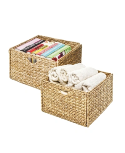Seville Classics Woven Hyacinth Storage Cube Basket, Set Of 2 In Natural