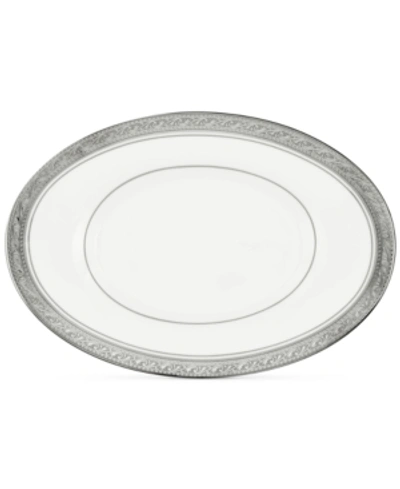 Noritake Crestwood Platinum Butter/relish Tray In Class Slvr