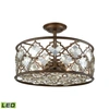 Elk Lighting Armand 4 Light Semi Flush In Weathered Bronze With Champagne Plated Crystal In Bronze