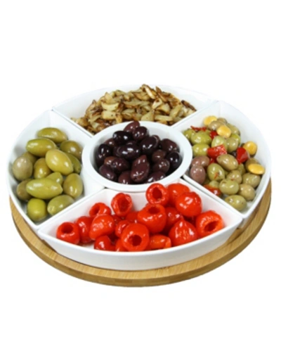 Elama Signature 12 1/4" 6 Piece Lazy Susan Appetizer In White