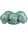 Elama Malibu Waves 16 Piece Dinnerware Set In Turquoise In Turquoise