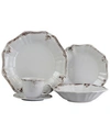 Elama Fleur De Lys 20 Piece Dinnerware Set In White In White