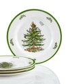 Spode Christmas Tree Melamine Salad Plates, Set Of 4 In Green